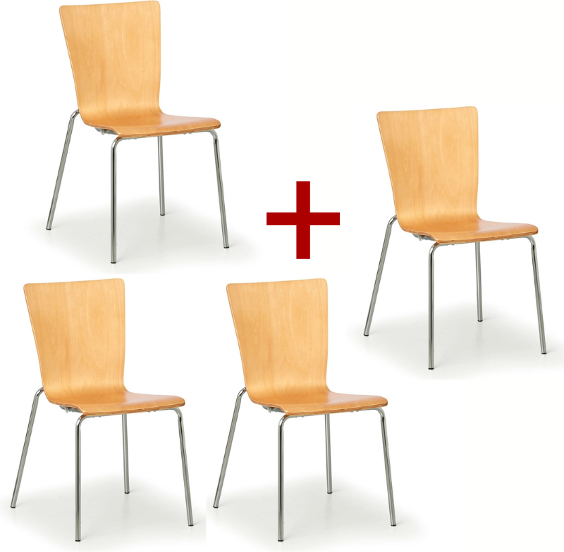 B2B Partner Holzstuhl CALGARY 3+1 GRATIS, Natur