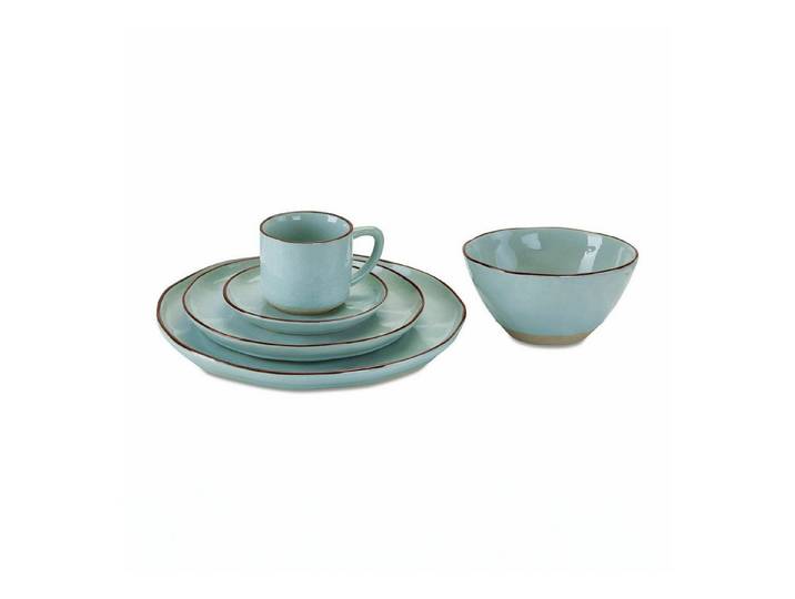 Mirabeau Geschirr-Set Geschirr 30er Set Biarré türkis, Steinzeug, none