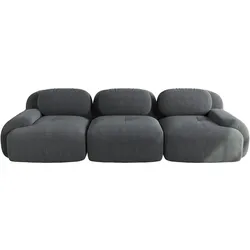 Merax Modulares Cord Sofa 3-Sitzer, Cloud Sofa rahmenlos, bodennah mit tiefer Sitzfläche, weich & bequem, rutschfest, Grau