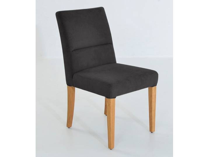 4-Fußstuhl, Massivholz Wildeiche, Dunkelbraun, 49×66 cm, Gepolstert, Modern, K+W-Polstermöbel