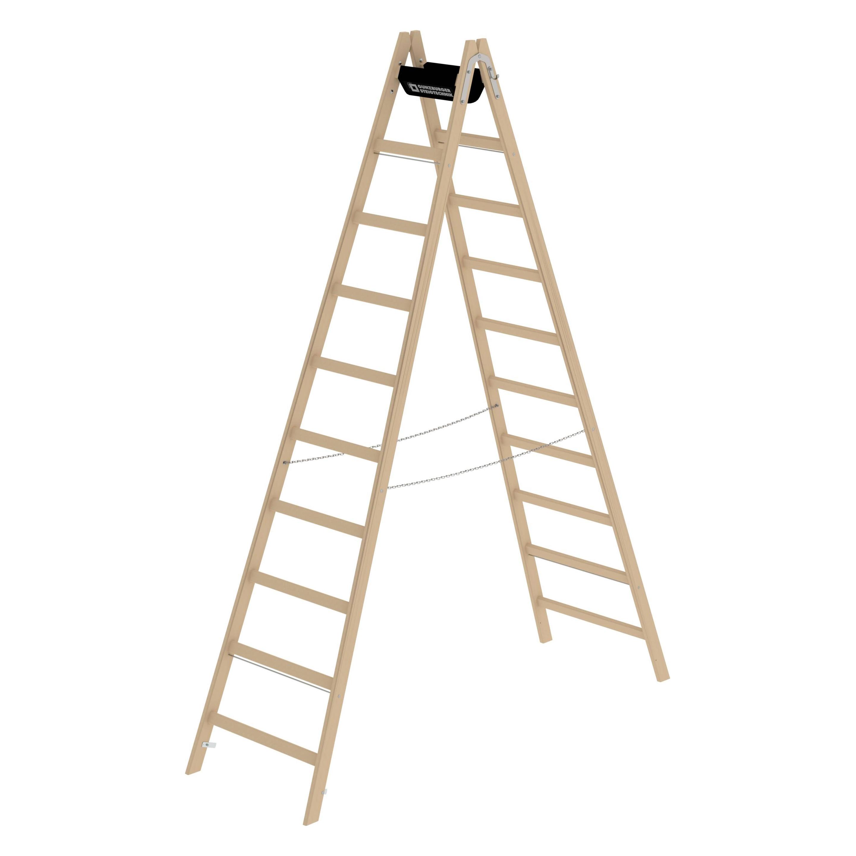 Munk Sprossen-Stehleiter Holz 2x10 Sprossen (Stehleiter, 291 cm) (033220)