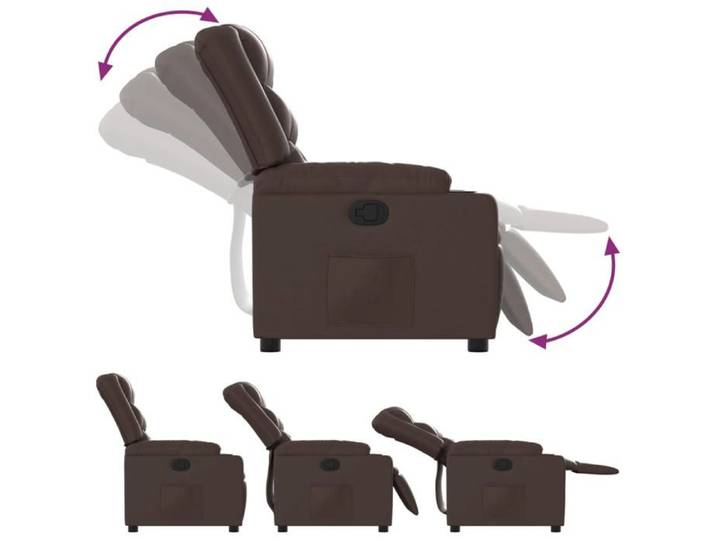 Fauteuil relax - Brun - Fauteuil inclinable - maximale : 110 kg - Marron Similicuir 77x93x99 cm F7536