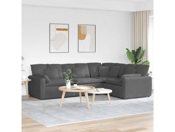 KGTKGTYER Modulares Sofa, Ecksofa Cordstoff Dunkelgrau, Polstermöbel Inklusive Kissen, Vielseitig kombinierbar, Stabiler Metallrahmen, Flexibel