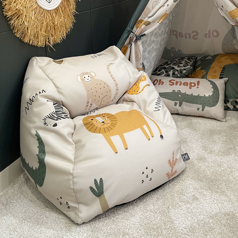 Isabelle & Max rucomfy Beanbags Snuggle Kids Bean Bag Chair - Toddler Armchair Beanbag Seat - Childrens Bedroom Furniture for Boys and Girls - Arrives with Filling - Cream Medium