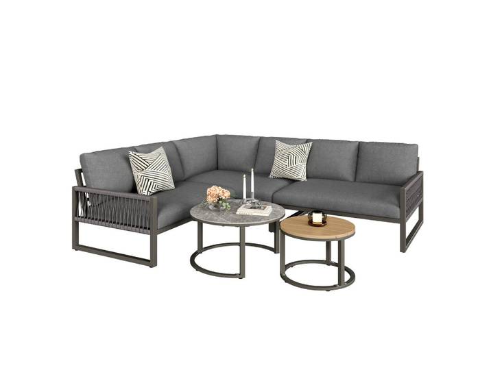 Stilvora Gartenlounge-Set Sitzgruppe für 6-7 Personen Gartenmöbel-Set mit verstellbare Beine, Grau, Metall, 5, Gartenmöbel, Gartengarnituren, Gartenmöbel-Sets