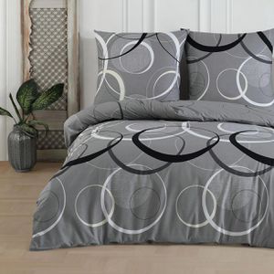 Buymax Bettwäsche Wave, schwarz, grau Renforcé, 2 Kissenbezüge 80x80 cm und ein Bettbezug 200x220 cm