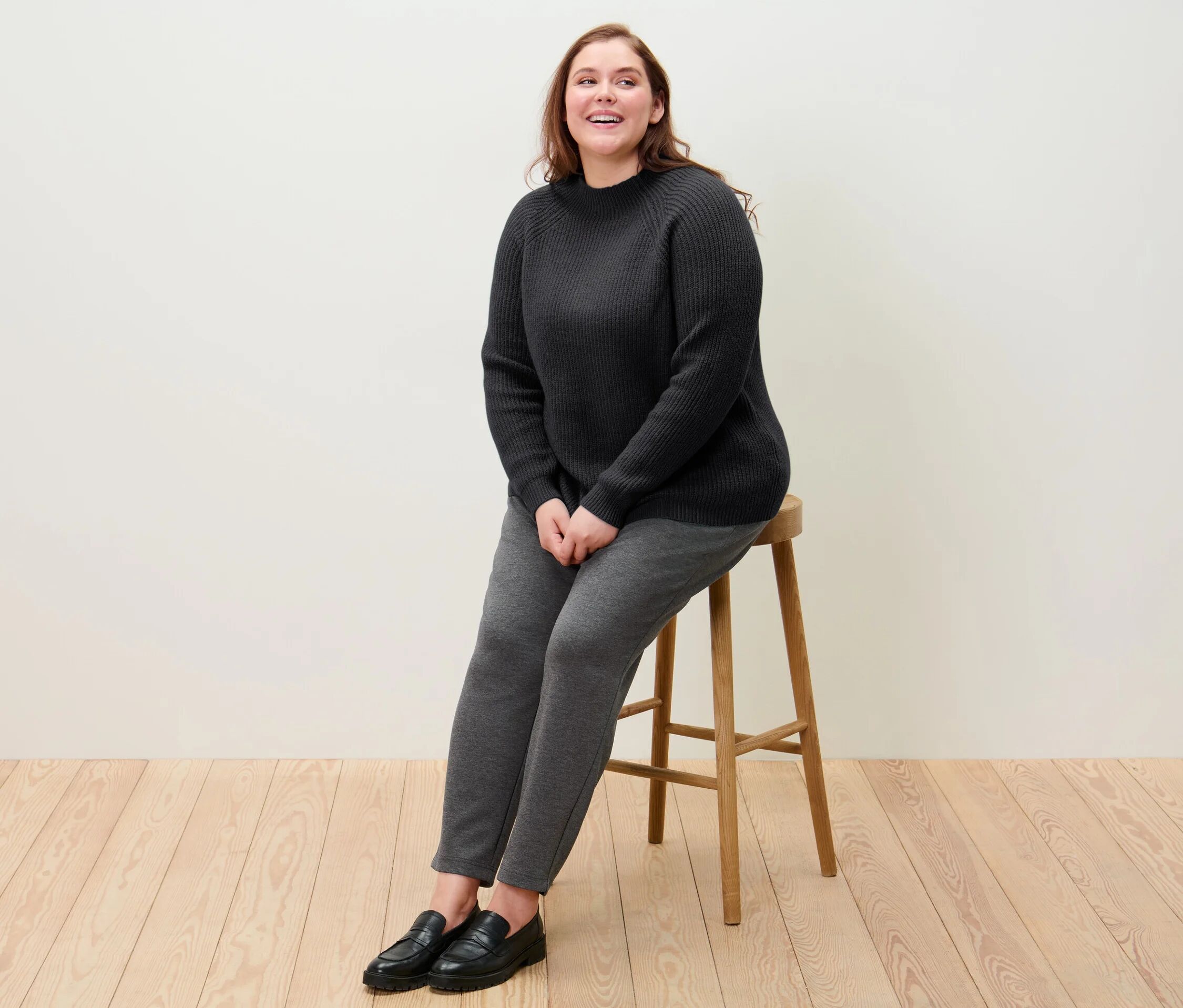 Tchibo - Grobstrickpullover mit Stehkragen - Damen - Gr. S - schwarz