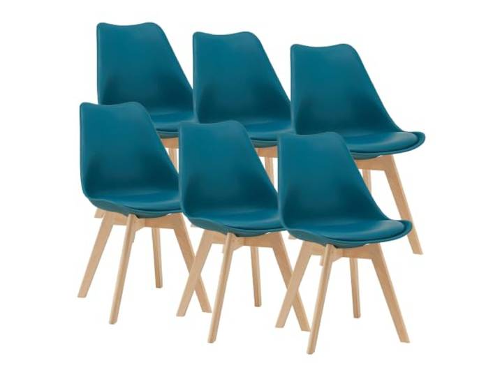 Esszimmerstühle 6er Set Kunstleder Buche Türkis 03_0006784