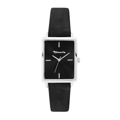 Quarzuhr TAMARIS "Tiny Leather", schwarz, schwarz, Armbanduhren, Damen, silberfarben, Quarzuhr, Armbanduhr, Damenuhr, Lederarmband, analog