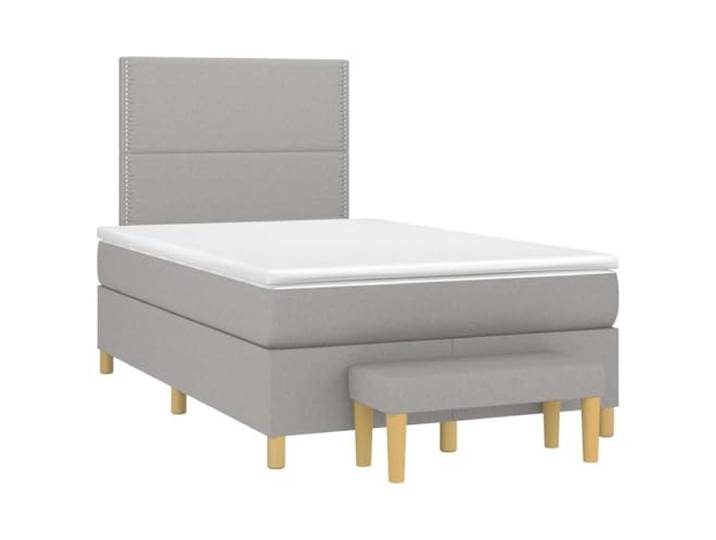 KKgypkn Boxspringbett mit Matratze Hellgrau 120x190 cm Stoff, Taschenfederkernmatratze, höhenverstellbares Kopfteil, mittelharte Stützkraft, hautfreundliche Auflage