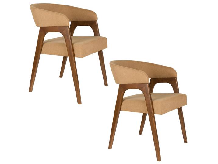 Sessel Deloria 2er-Set – aus Chenille in Beige und Grün - Beige - Stoff - Luxusbetten24