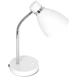 Schreibtischleuchte Tischlampe Leseleuchte Spot verstellbar weiß 1x E27 chrom