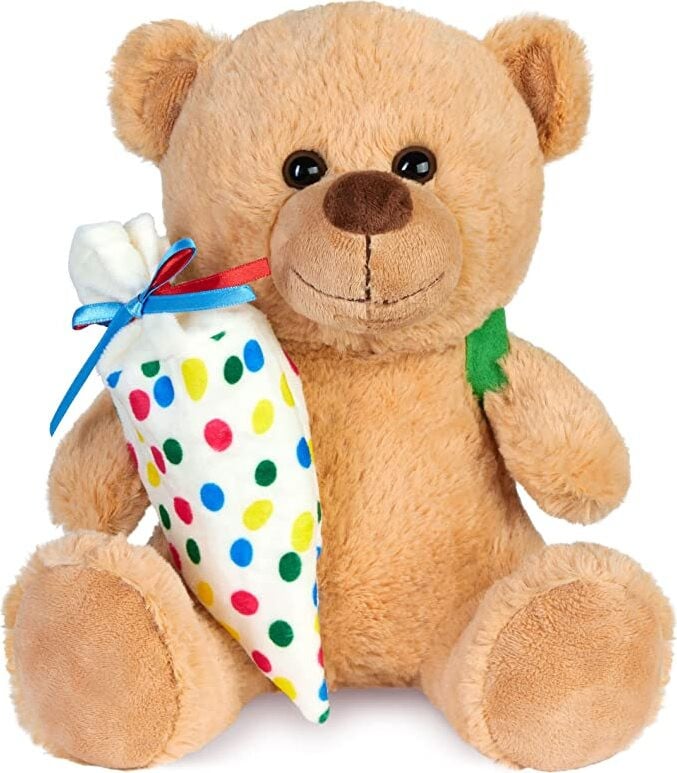 Brubaker Teddybeer met rugzak en schooltas, 25 cm, verschillende kleuren