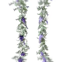Decoris 1 künstliche Girlande Lavendel 15x150cm Lavendelgirlande Kunstblumengirlande Blumengirlande Dekoblumen Hängedeko Tischdeko Blumenranken Lila Grün
