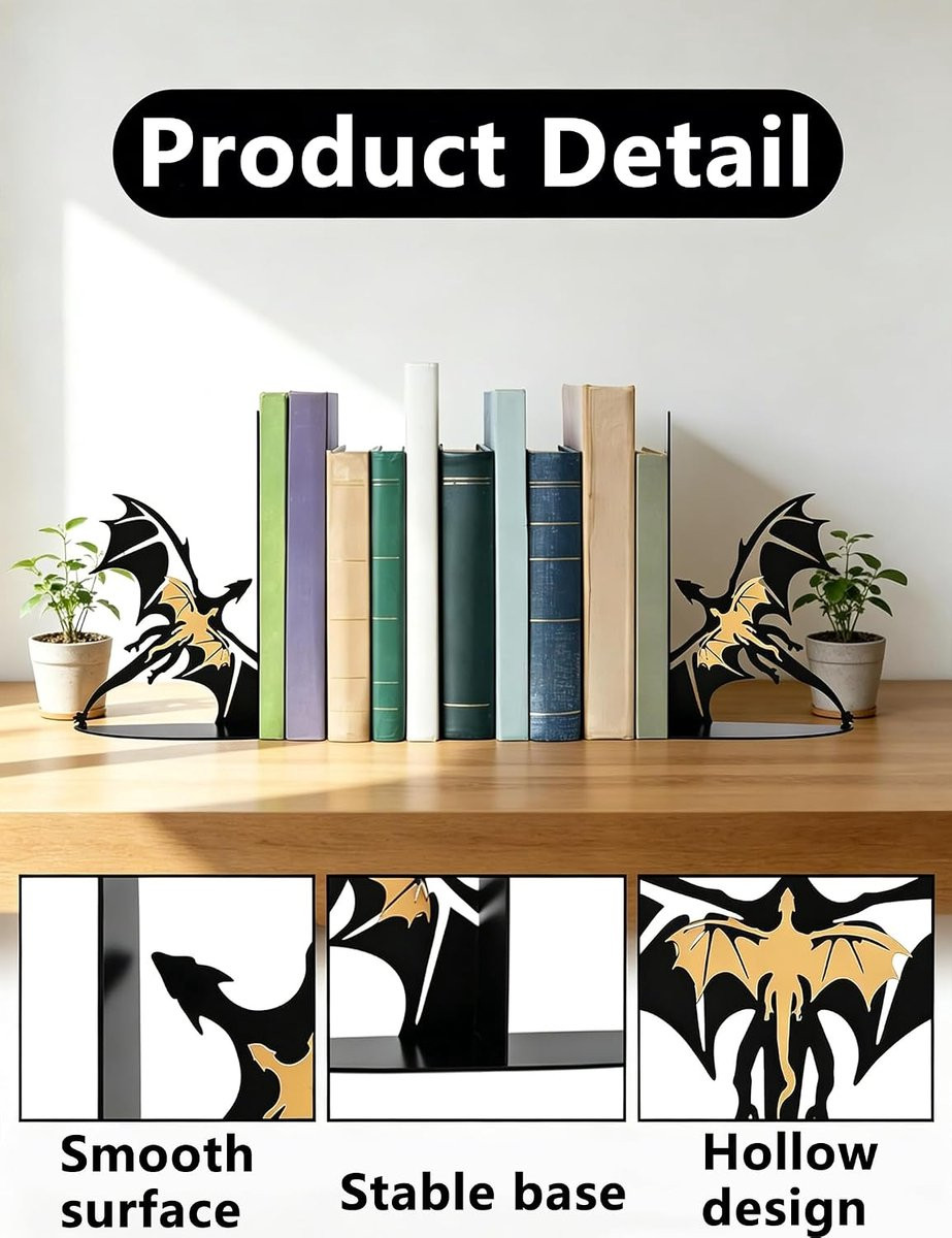 ShopVlot Boekensteunen met Drakenmotief - Metaal - Bureau-organizer