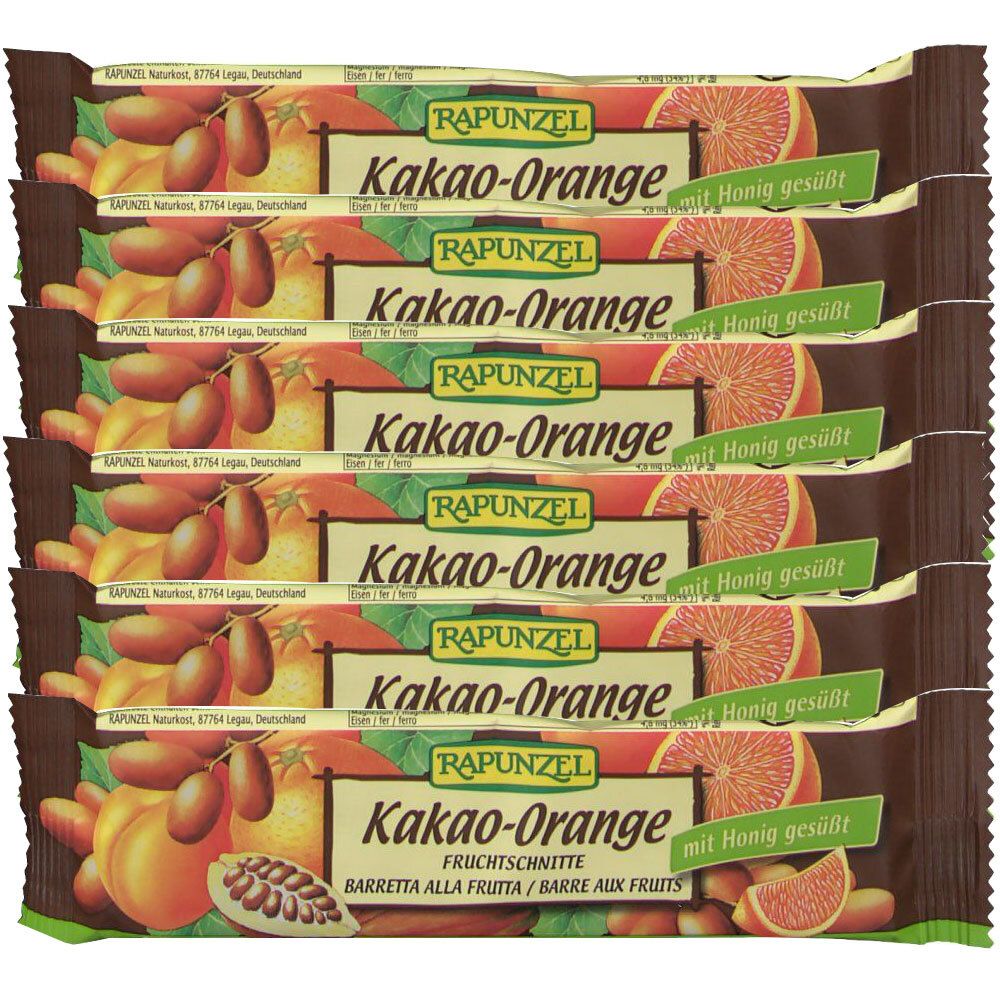 Rapunzel Bio Fruchtschnitte, Kakao-Orange 6x40 g Riegel