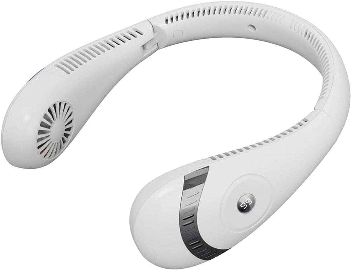 Draagbare mini nekventilator zonder bladen, oplaadbaar, wit