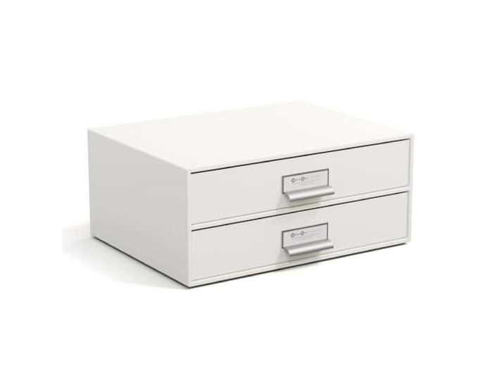 Bigso Box of Sweden Lade-opbergdoos voor documenten en kantoorbenodigdheden, bureauorganizer met 2 laden, vezelplaat en papierarchiefsysteem, wit