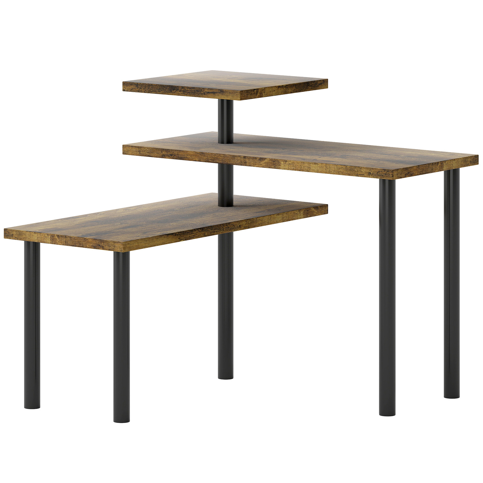 HOMCOM Keukenplank Draaiend Magnetronrek met 3 Niveaus Industrieel Staand Rek Metaal B/D/H: 40 x 18 x 36,5 cm