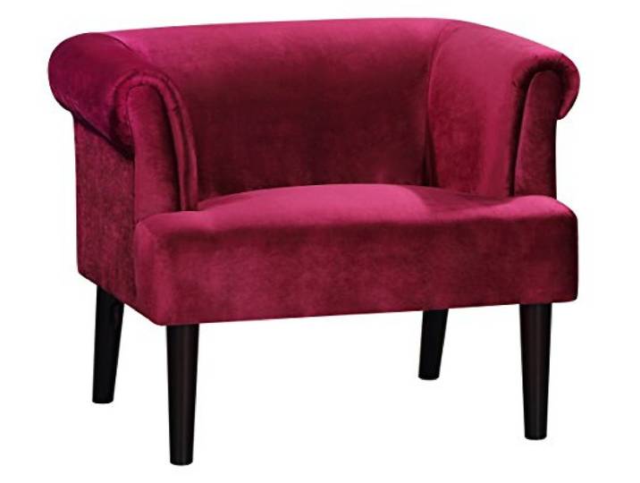 Atlantic Home Collection Charlie Sessel, Armlehnenstuhl mit Massivholzfüßen, Samt, Rot, 74 x 86x 70