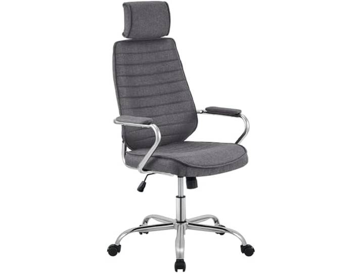 CLP Bürostuhl ergonomisch Rako, Schreibtischstuhl höhenverstellbar drehbar Stoffbezug, Rückenlehne mit Kopfstütze, Armlehnen gepolstert Farbe dunkelgrau