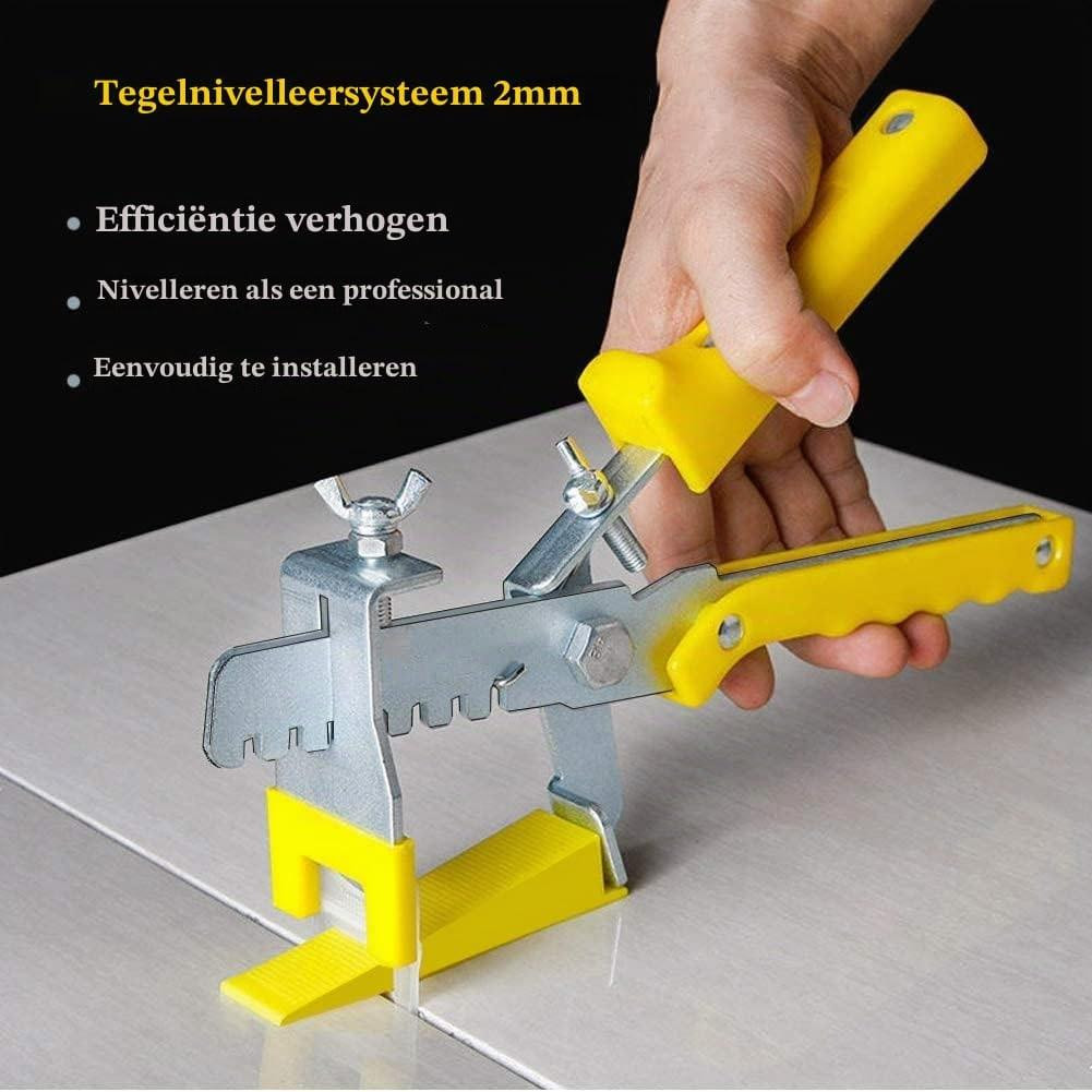 Tegelnivelleringssysteem met 300 treklippen, 100 tegelwiggen en 1 tang - 2 mm