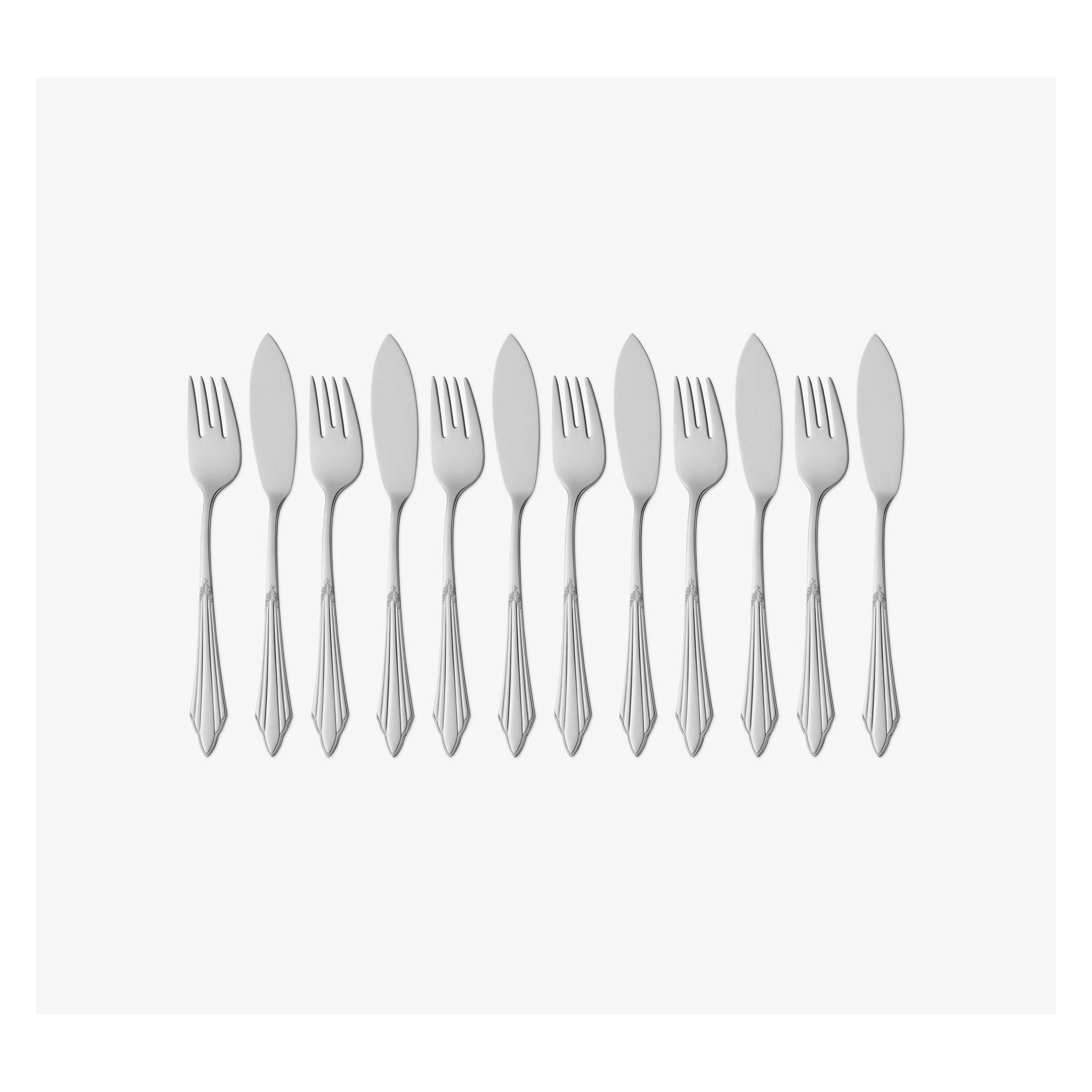 WMF Fischbesteck Set 12-tlg- FÄCHER Stahlgrau (1 Stk.) (3201112837)