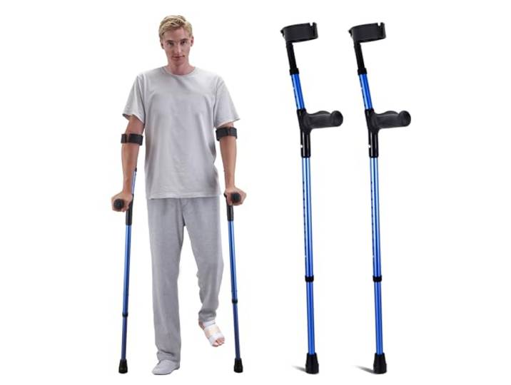 VEVOR Béquilles d'Avant-bras 2PCS\, Béquilles de Marche Réglable en Hauteur 11 Niveaux\, Manche Supérieure Réglable 4 Niveaux\, en Aluminium\, pour Soutien Médical\, Adultes\, Chirurgie Blessure aux Jambes