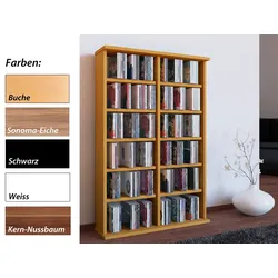 VCM Holz CD DVD Stand Regal   CD Regal mit Platz für 300 CDs oder 130 DVDs oder 72-Videos   Maße: H. 92 x B. 60 x T. 18 cm.   Elegantes DVD Regal   Blu ray Regal   CD Regal - Ronul