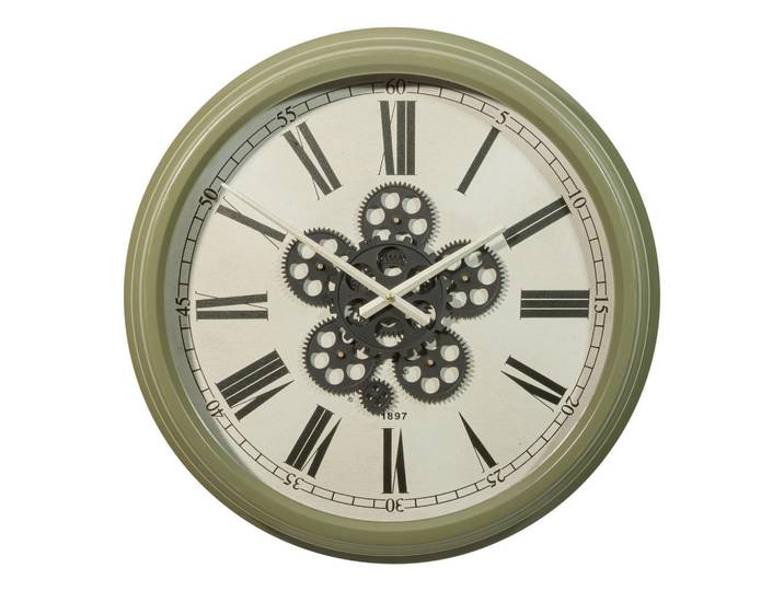 Atmosphera Createur d´interieur UHR Argo Metall und Glas 52,5/52,5/9 cm, Grün, Rund, 52.5x9x52.5 cm, Dekoration, Uhren, Wanduhren