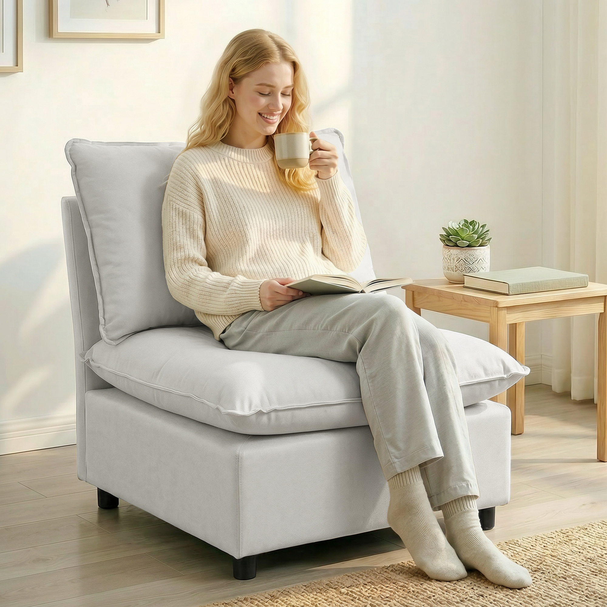 Homcom Sedia moderna in leathaire con seduta ampia e imbottitura spessa, Grigio   Aosom Italy