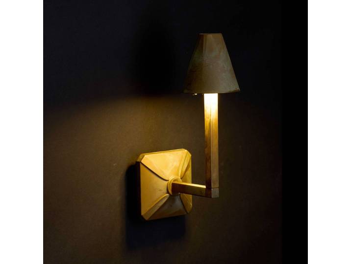 Moretti Luce Außenwandleuchte Silva Disk, bronze / altmessing, Messing, Landhaus / Rustikal