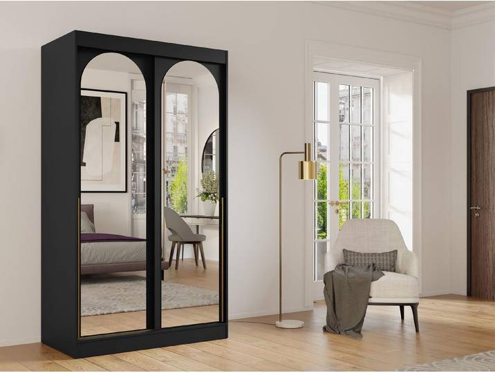 Compleo Schwebetürenschrank mit Spiegel, 120 cm breit LUCY, Modern/Japandi/ Glamour-Stil