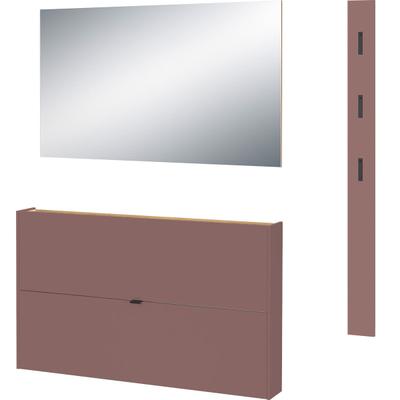 Garderoben-Set GERMANIA "GW-Ameca", braun (toffee), B:170cm H:200cm T:19cm, Holzwerkstoff, Metall, Kastenmöbel-Sets, Garderoben-Set aus Schuhschrank, Spiegel und Garderobenpaneel