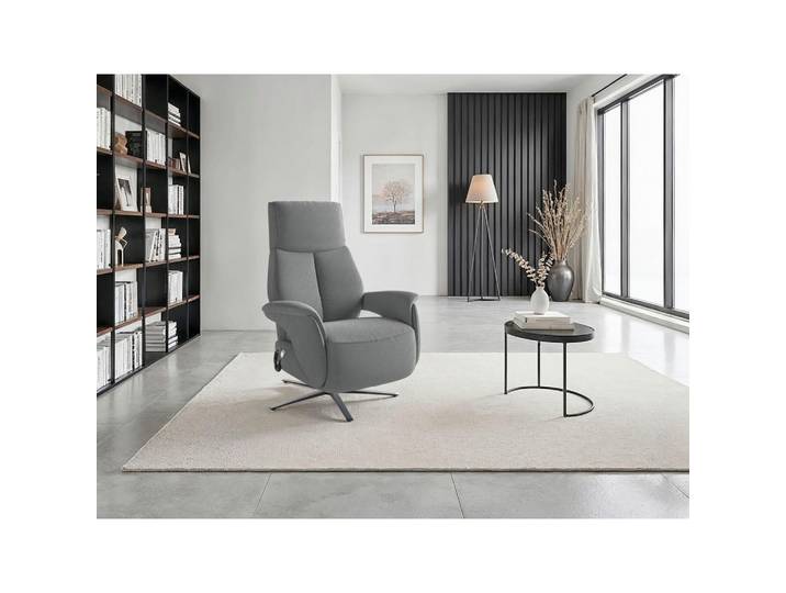 Sit & More Relaxsessel TV Lazy E M2, Grau, Metall, 75x115x85 cm, Liegefunktion, Herz-Waage-Funktion, Sitzfläche 360° drehbar, gepolsterte Armlehnen, Wohnzimmer, Sessel, Relaxsessel