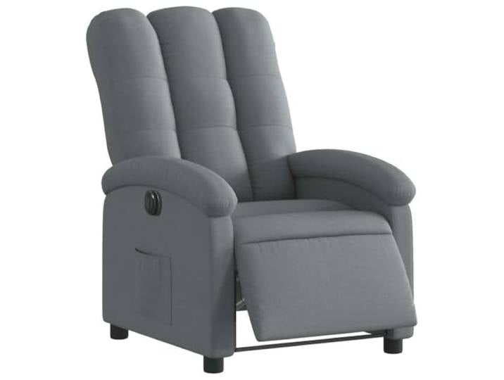 KTHLBRH Elektrischer, neigbarer Sessel, dunkelgrau aus Stoff Stoff 100% Polyester, Rahmen aus Holz und Metall, Schaumstoff und PP-Faser, Seitentasche, Neigung 135 Grad