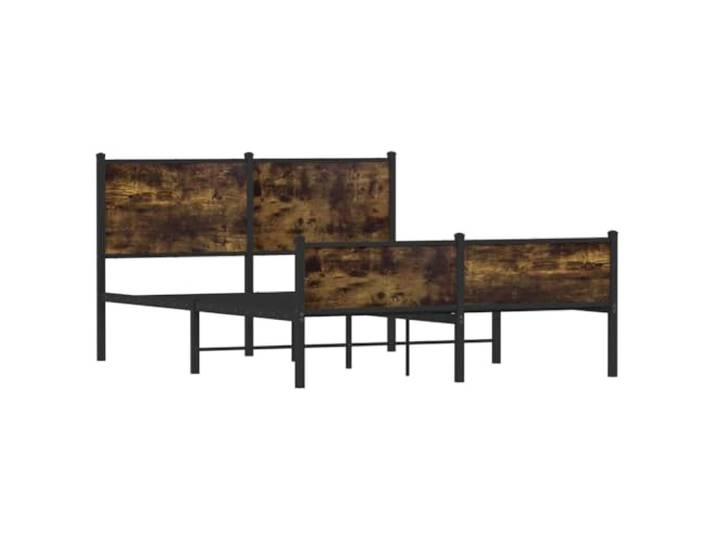 KTHLBRH Bettgestell aus Stahl Eiche Rauchgrau 137 x 190 cm Inklusive Lattenrost, Lattenrost, stabiler Rahmen und Kopfteil