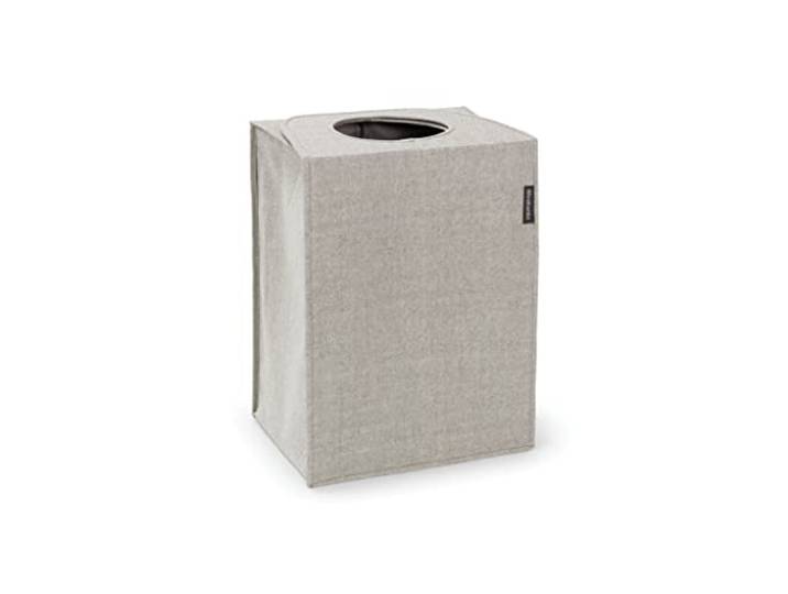 Brabantia - Sac à Linge Rectangulaire - Le Haut Pliable - L'ouverture Quick-Drop - Peu Encombrant - Facile à Vider - Gros Volume - Gris - 55 L