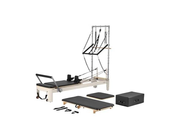 VEVOR Reformer Pilates pour Avancés et Débutants\, Machine de Pilates Charge 181\,44 kg\, Équipement d'Entraînement de Yoga avec Double Résistance\, Boîte et Planche de Saut\, pour Domicile Studio de Yoga