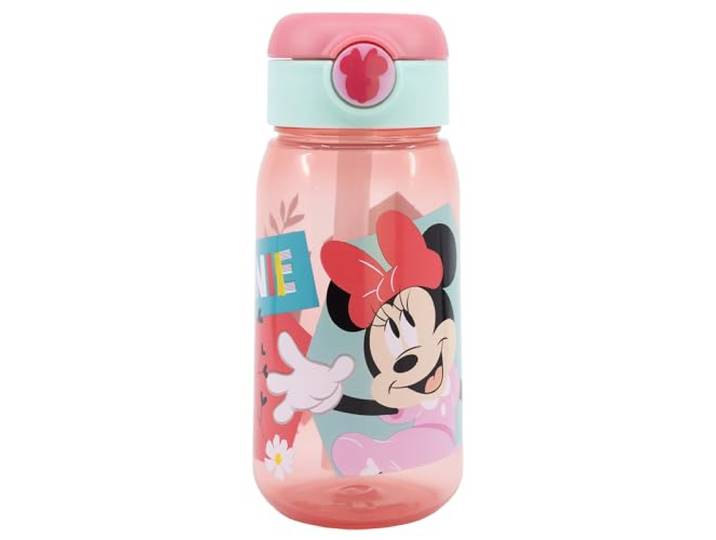 STOR Drinkfles Kinderen Minnie Mouse 510ml met Rietje en Lekvrije Dop, BPA-Vrije Kunststof Fles voor Kinderen