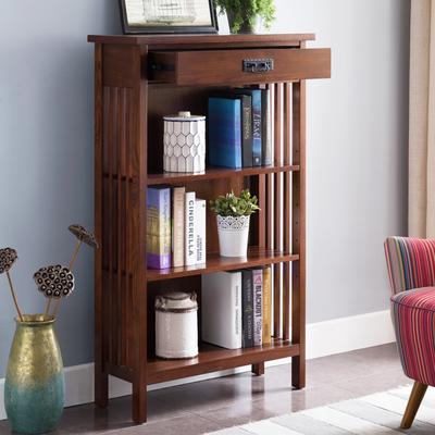 Design House Leick Home Mission Mantel Height Bookcase with Slatted Sides