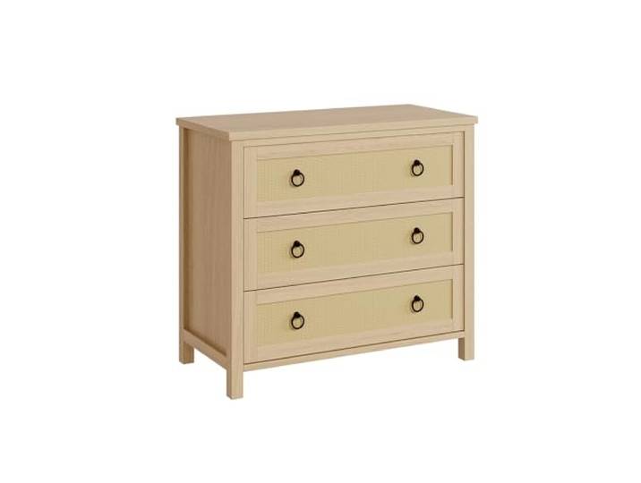 Zstar Boho Rattan-Kommode, freistehende Holz-Schubladenkommode - Tiefe Schubladen - Anti-Kipp-Design - auch als TV-Board nutzbar - Stauraum für Kleidung - Wood Color, 3-Drawer Chest
