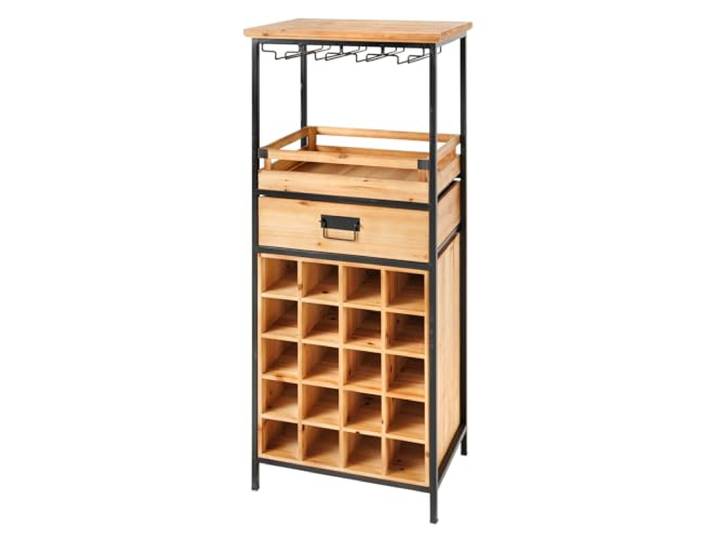 Weinregal SEVENS SEAS - 120cm - schwarz natur - Massivholz Metall Montiert geliefert, praktischer Stauraum, Schubladen, natürliche Maserung, hochwertige Metalloptik