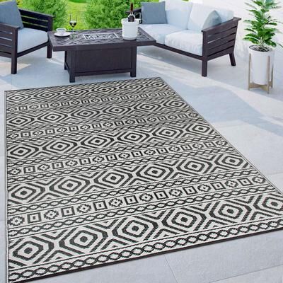 World Rug Gallery Contemporary Geometric Reversible Plastic Outdoor Rugs