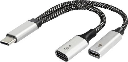Maxtrack USB-C Adapter [1x USB-C Stecker - 2x USB-C Buchse (Power Delivery), USB-C Buchse] 14.5cm