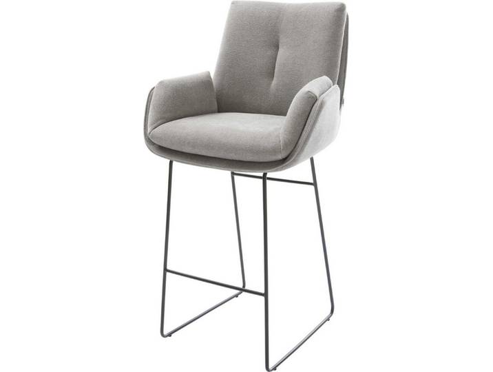 DELIFE Barhocker Clea-Flex, Kufengestell Metall Strukturstoff Soft Grau Taschenfederkern