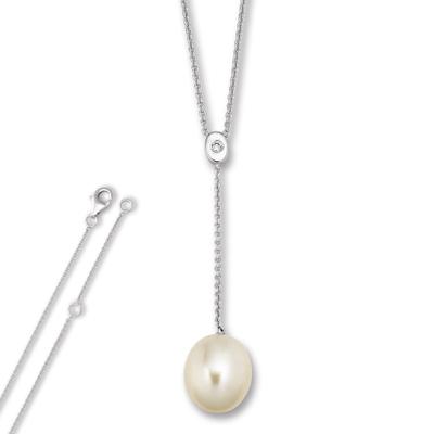Silberkette ONE ELEMENT "Zirkonia Anker Halskette aus 925 Silber 45 cm", silber, Halsketten, Damen, Perlen Silber 925 (Sterlingsilber), Perlen, Silber 925 (Sterlingsilber), Silberkette, Feine Gestaltung – ein Sinnbild mit ruhiger Eleganz
