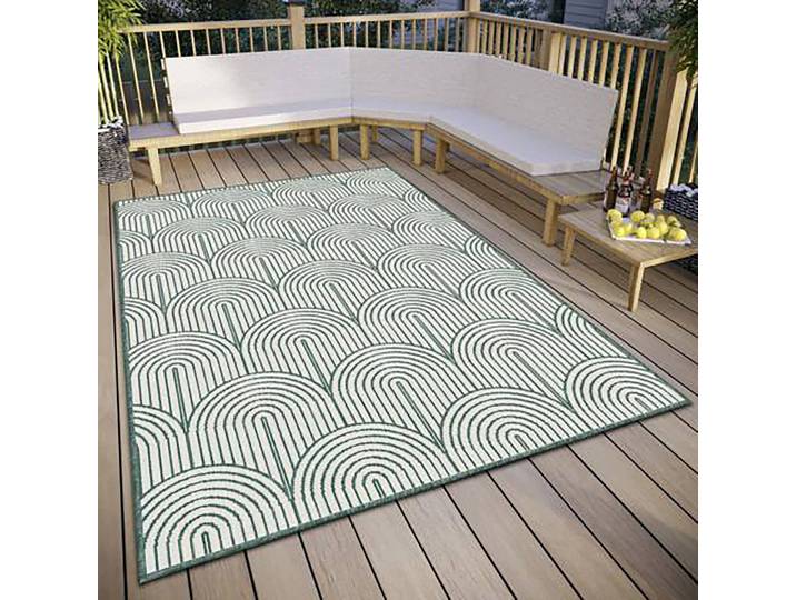 In-/Outdoor Wendeteppich Grün/Grün/Weiß Vorderseite: 100% Polypropylen Rückseite: 100% Polypropylen 160 x 230cm