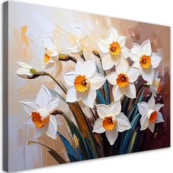 LEINWANDBILD Narzissen Blumen auf abstraktem beigem Hintergrund 60x40cm