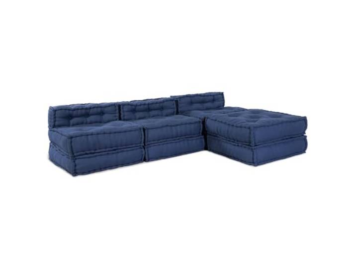 HNSMFPRE Modulares Sofa, 4-teilig, Indigo, Stoff Bequemer Schaumstoff, atmungsaktiv, für den Innen- und Außenbereich, flexibles Design, anpassbare Anordnung